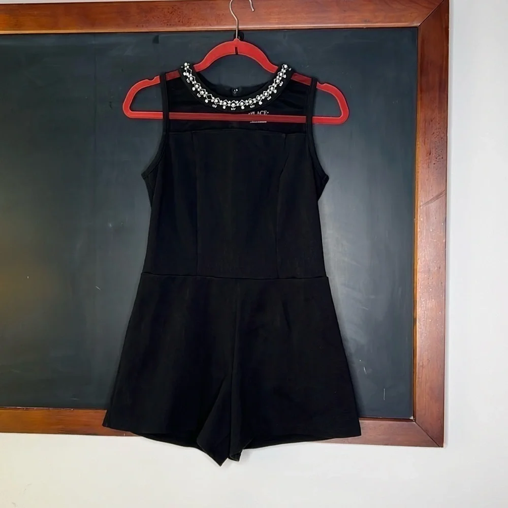 The Children's Place Girls Size 16 Black Romper Sleeveless Jumpsuit Shorts